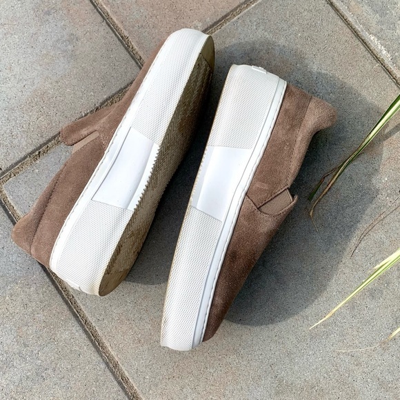 J/SLIDES Platform Cleo Taupe SUEDE SLIP ON Sz 7 Comfy! - Picture 7 of 13
